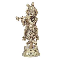 Brass Kamal Base Krishna Idol KBH08229