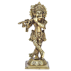 Brass Square Base Krishna Idol KBH08230
