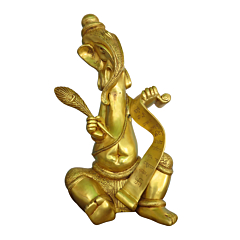 Brass Writing Lord Ganesha Statue KBH08547