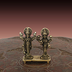 Brass vishnu laxmi standing with bajath statue 3 Inch KBH08677