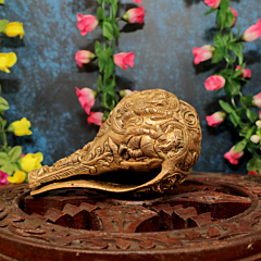 Brass Shankh with Shiv Family Carving work  KBH08835
