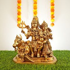 Brass Shiv Family on Nandi  14 Inch KBH08999