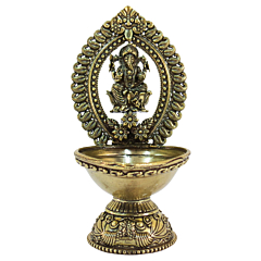 Lord Ganesha Brass Oil Lamp for Puja, Home Temple & Festival Decoration, BH09264