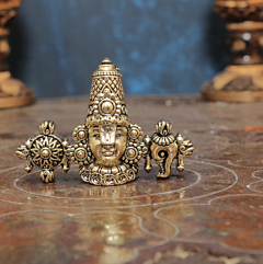 Small Lord Venkateswara Balaji Brass Statue for Home Temple, Puja & Spiritual Decor BH09321