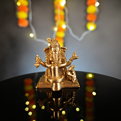 Brass Ganapati Worshipping Shivalinga KBH09936