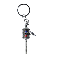 Brass Tibetian Prayer Wheel Keychain with Ring  KBH09958