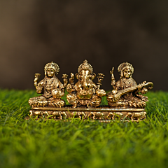 Brass Ganesha Lakshmi Saraswati Idol KBH10186