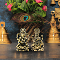 Brass Ganesha & Lakshmi Statue KBH10773