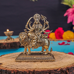 Brass Maa Durga Sitting on Lion 3 Inch KBH11151