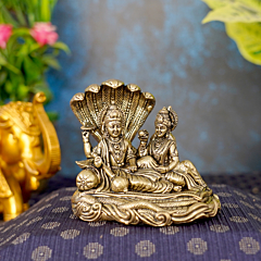 Brass Vishnu Lakshmi Idol for Home Temple | Lakshmi Narayan Brass Murti for Puja, Spiritual Decor & Gift BH11203