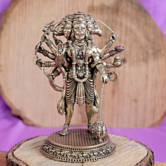 Brass Panchmukhi Hanuman Idol Statue Hindu God Hanuman Murti for Home Temple, Office, Puja Room & Vastu Decor BH11282