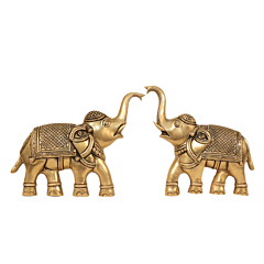 Brass Elephant Pair Wall Hanging 8 inch KBH11453