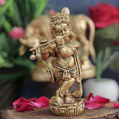 Brass Krishna Statue 5 Inch KBH11722