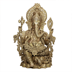 Large Brass Lord Ganesha Idol for Home & Temple BH11792