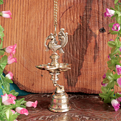 Brass Peacock Hanging Diya Wall Hanging for Home Temple BH12052