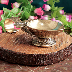 Brass Hand Diya Oil Lamp for Pooja Aarti & Festival Decor BH12053