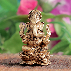 Small Brass Ganesh Murti on Lotus BH12069