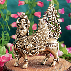 Religious Brass Kamdhenu Murti for Home Temple, Pooja Room & Vastu Decor BH12074 