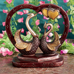Brass Swan Pair Heart Showpiece BH12091