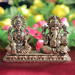 Brass Ganesh Lakshmi Idol for Home Temple BH12249