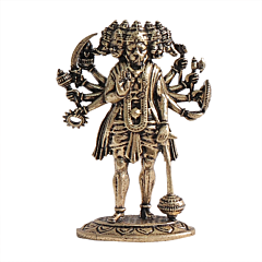 Mini Brass Panchmukhi Hanuman Idol Standing for Home Decor & Puja BH12379
