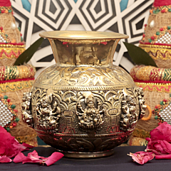 Handcrafted Brass Ashta Lakshmi Kalash for Pooja, Home Temple, Religious Rituals & Spiritual Decor, BH12534