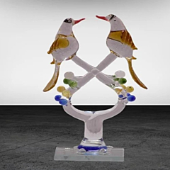 Crystal Birds Pair Glass Showpiece 