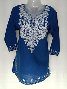 Women Embroidered Pure Cotton Short Kurta