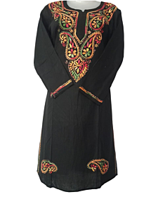 women embroided pure cotton long kurti