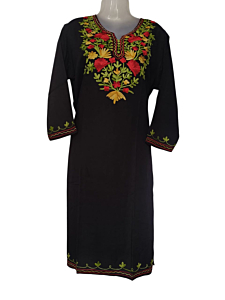 women embroided pure cotton long kurti