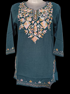 women embroided pure cotton short kurti
