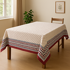 Karushilpam hand block printed TNT slub Table cover
