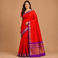 Handcrafted Kancheepuram Silk Saree | Red
