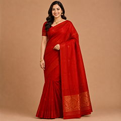 Handcrafted Kancheepuram Silk Saree | Red