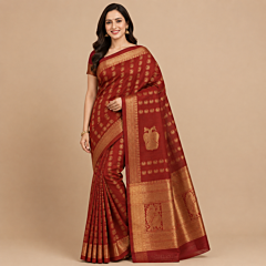 Handcrafted Kancheepuram Silk Saree | Maroon
