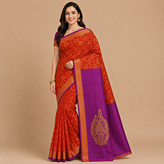 Handcrafted Kancheepuram Silk Saree | Orange
