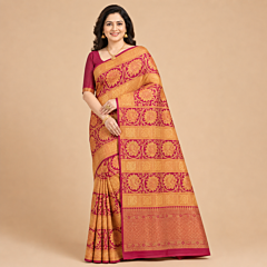Handcrafted Kancheepuram Silk Saree | Mustard