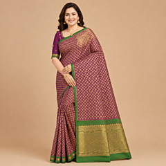 Handcrafted Kancheepuram Silk Saree | Magenta