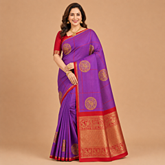 Handcrafted Kancheepuram Silk Saree | Purple