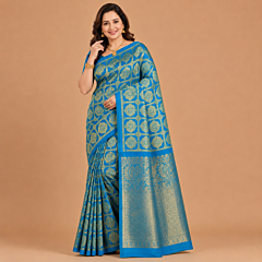 Handcrafted Kancheepuram Silk Saree | Peacock Blue