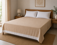 Handloom Khadi Cotton Bedsheet | Beige