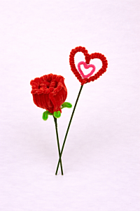 Handcrafted Love Bloom  Pipe Cleaner Rose & Heart