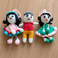 Set of 3 Handmade Crochet Amigurumi Dolls - Boy and 2 Girls