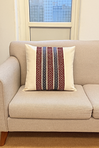 Hand Block printed Cushion covers 16x16 inches set of 2 Herringbone Fabric by The Artisans of Karushilpam 