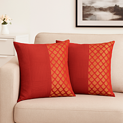 Karushilpam Hand Blockprinted Cushion covers 16x16 inches set of 2 Brocket Fabric 