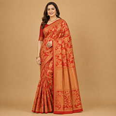 Handcrafted Kancheepuram Silk Saree | Red