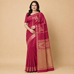 Handcrafted Kancheepuram Silk Saree | Crimson Red