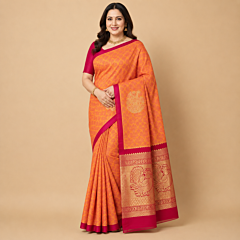 Handcrafted Kancheepuram Silk Saree | Mustard