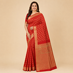 Handcrafted Kancheepuram Silk Saree | Red