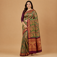 Handcrafted Kancheepuram Silk Saree | Green